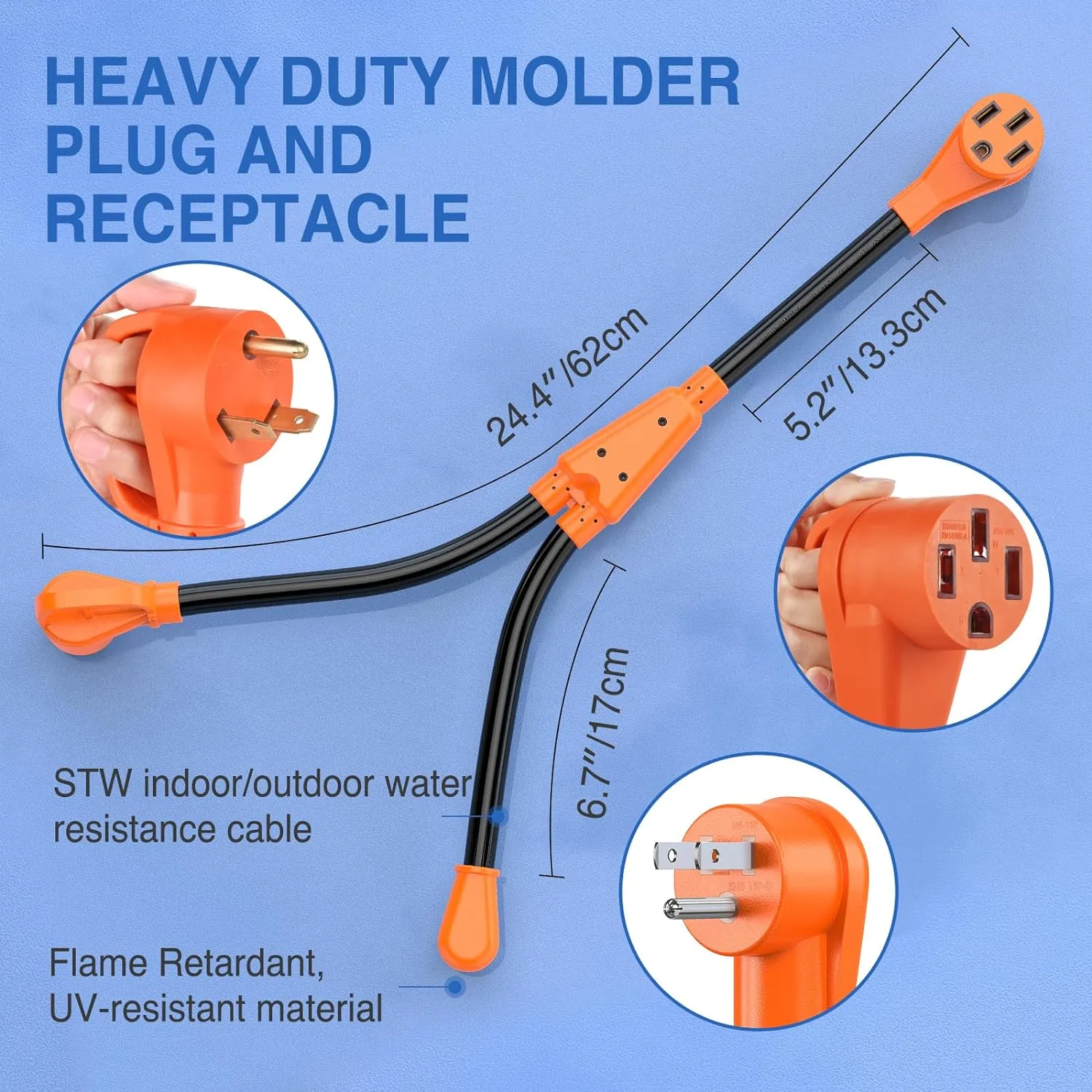 15Amp 30Amp to 50Amp RV Y Splitter Adapter