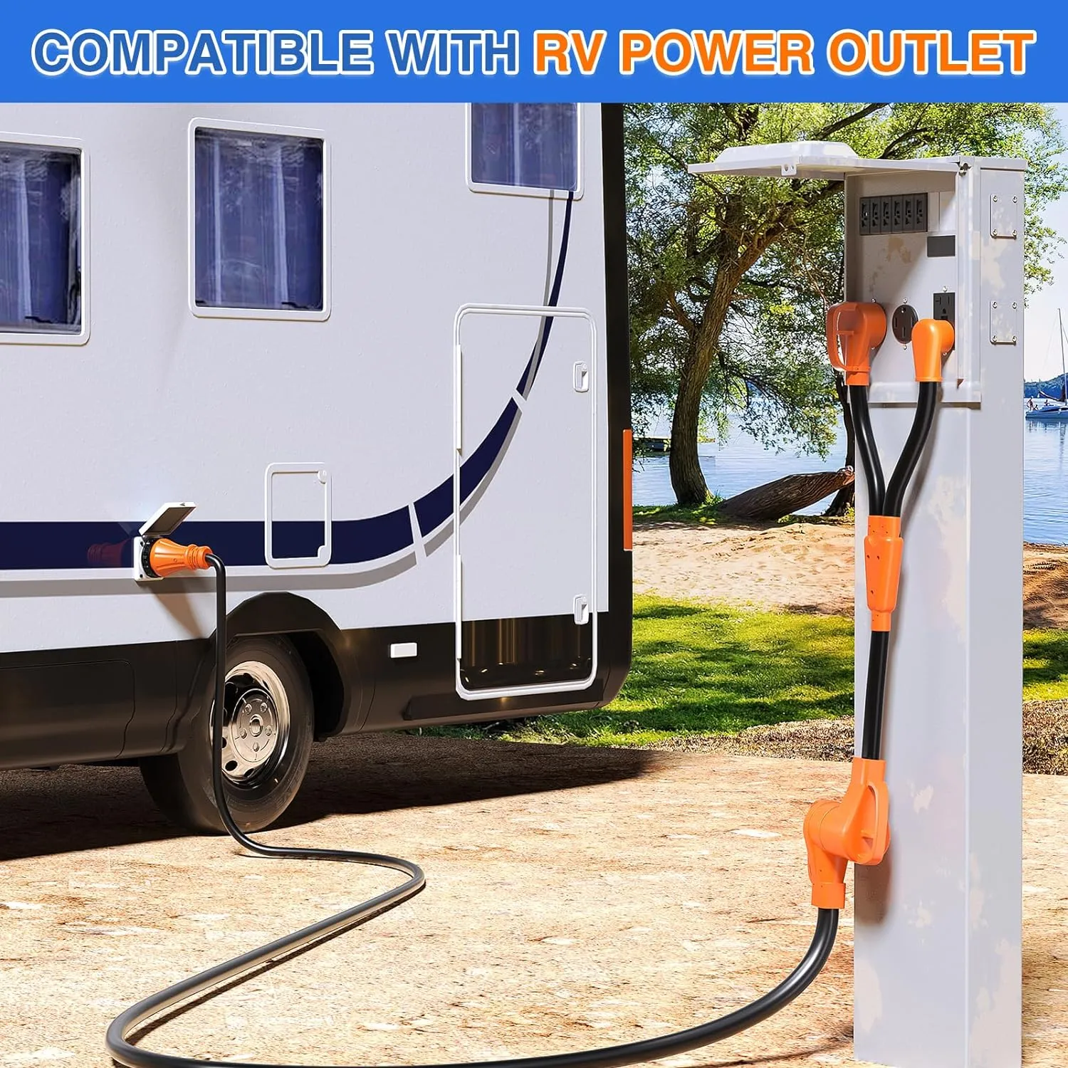 15Amp 30Amp to 50Amp RV Y Splitter Adapter
