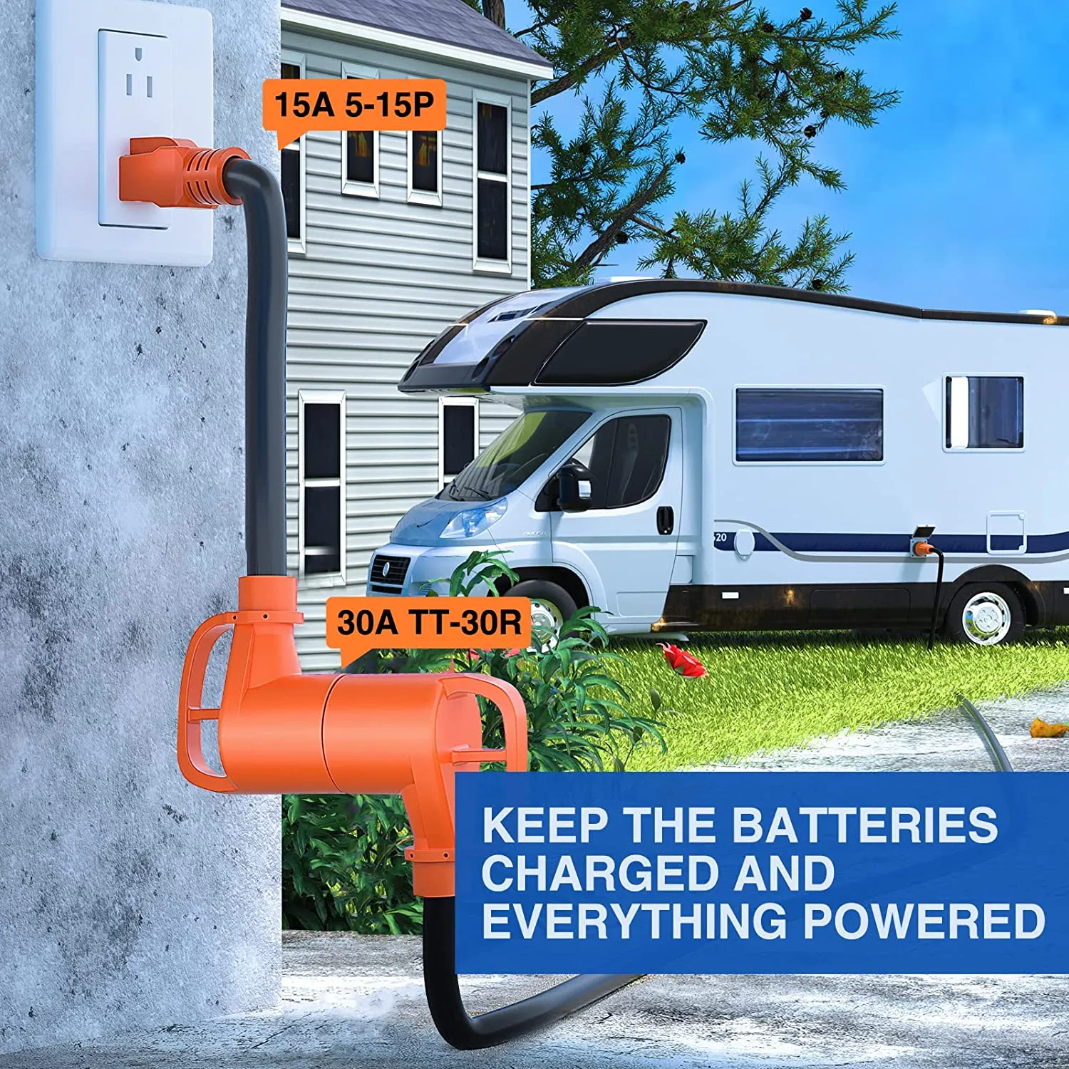 15Amp to 30Amp RV Power Adapter Cord
