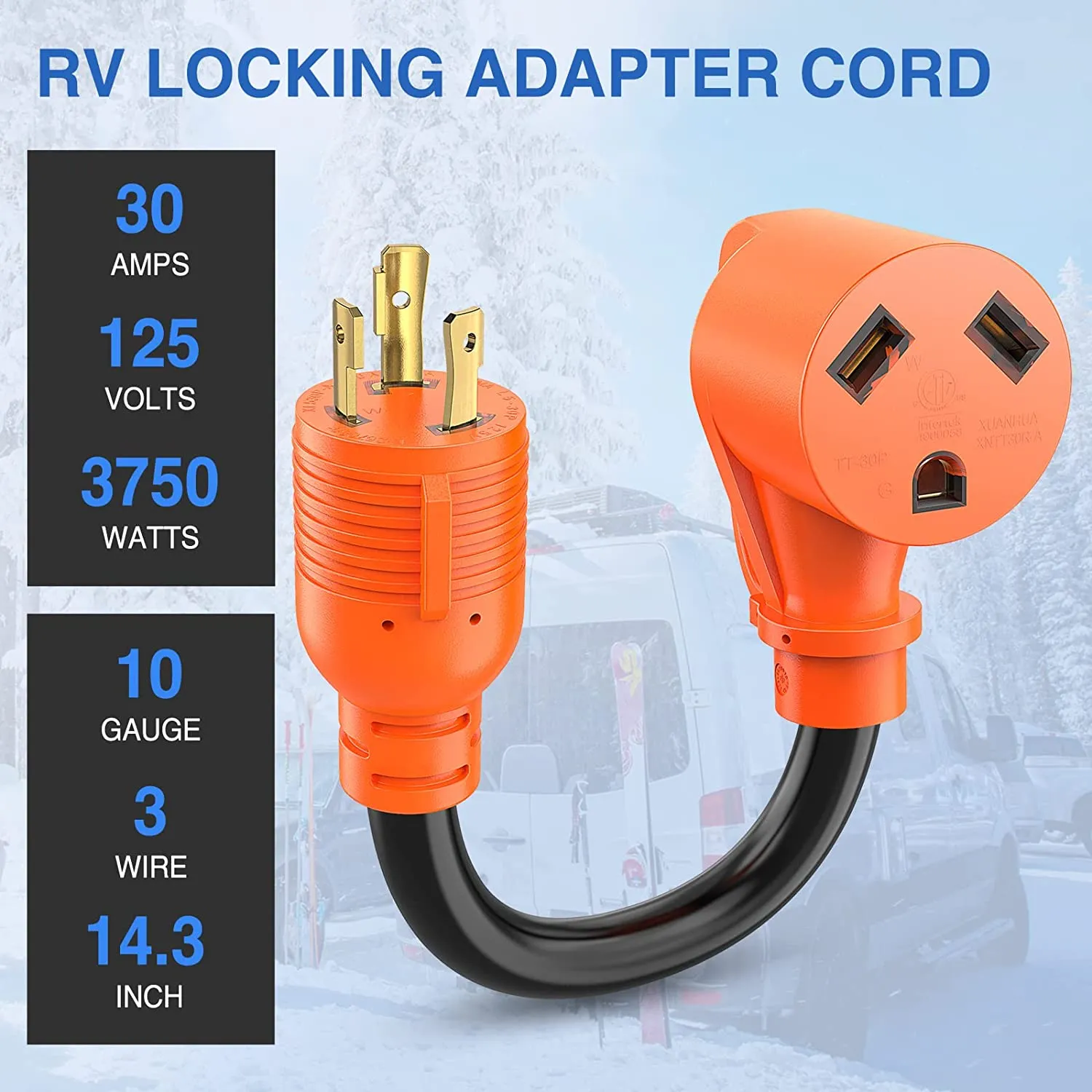 3 Prong 30AMP to 30AMP RV Generator Adapter Cord