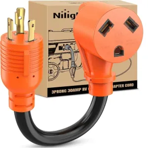 3 Prong 30AMP to 30AMP RV Generator Adapter Cord