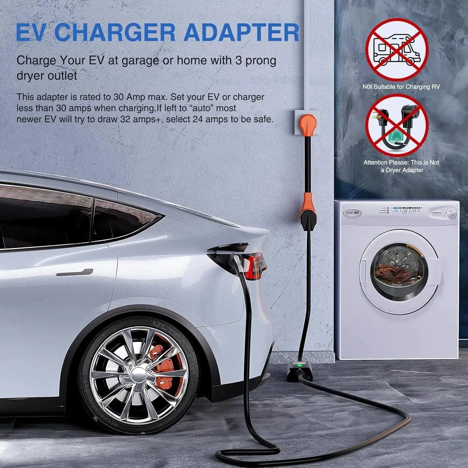 30AMP to 50AMP 3Prong EV Charger Adapter Cord