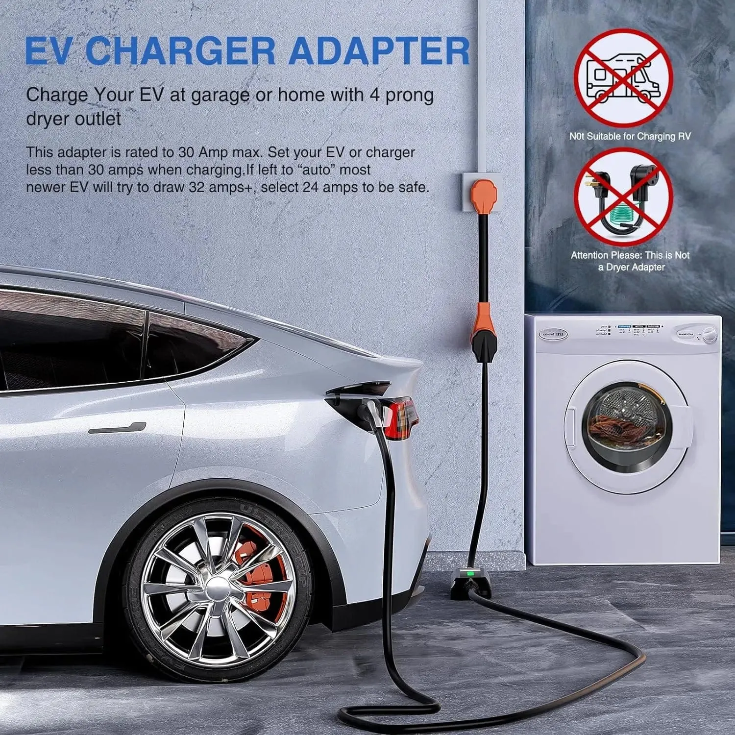 30AMP to 50AMP 4Prong EV Charger Adapter Cord