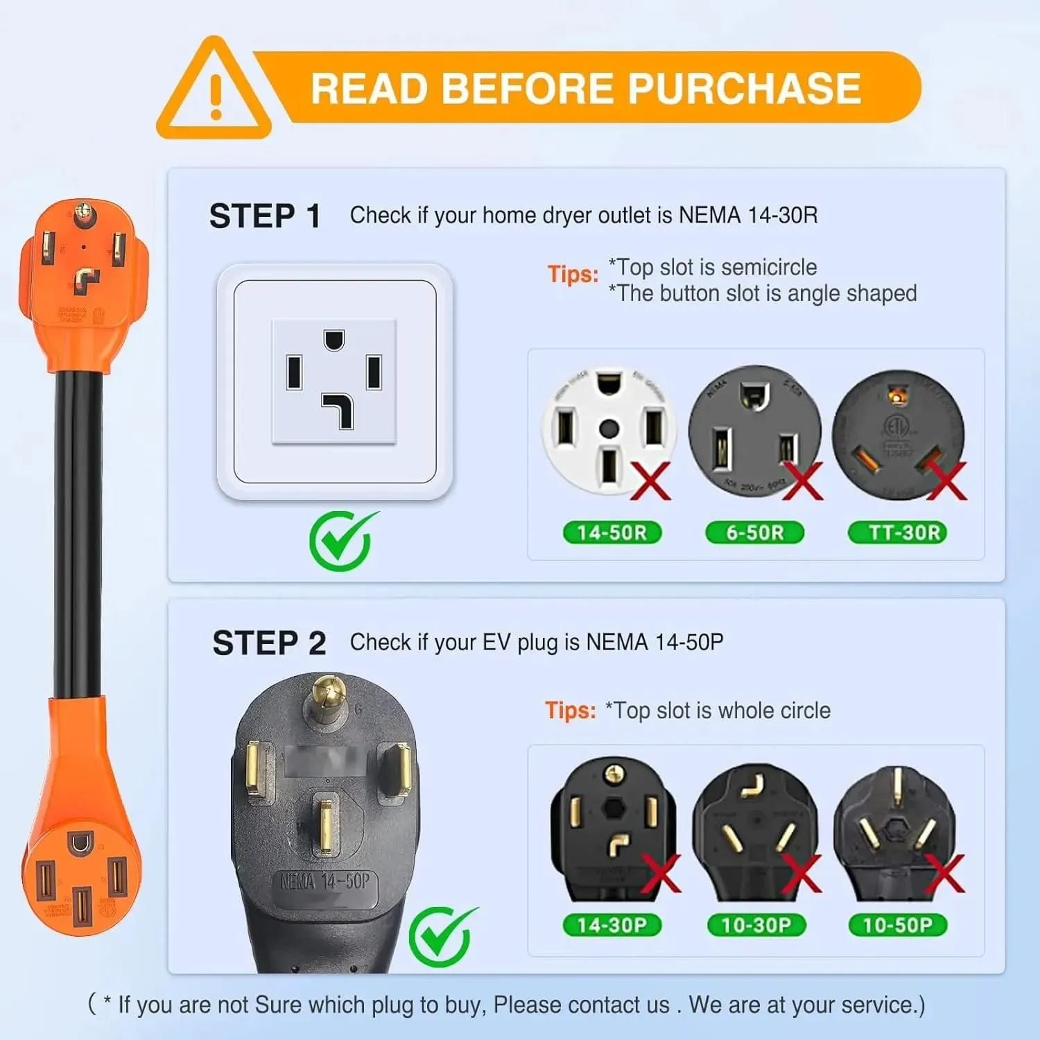 30AMP to 50AMP 4Prong EV Charger Adapter Cord