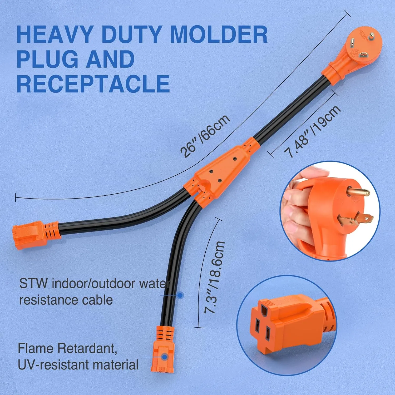 30Amp to Two 15Amp RV Y Splitter Adapter Cord