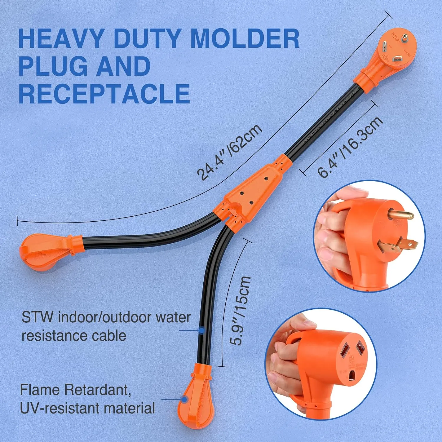 30AMP To Two 30AMP RV Y Splitter Adapter Cord