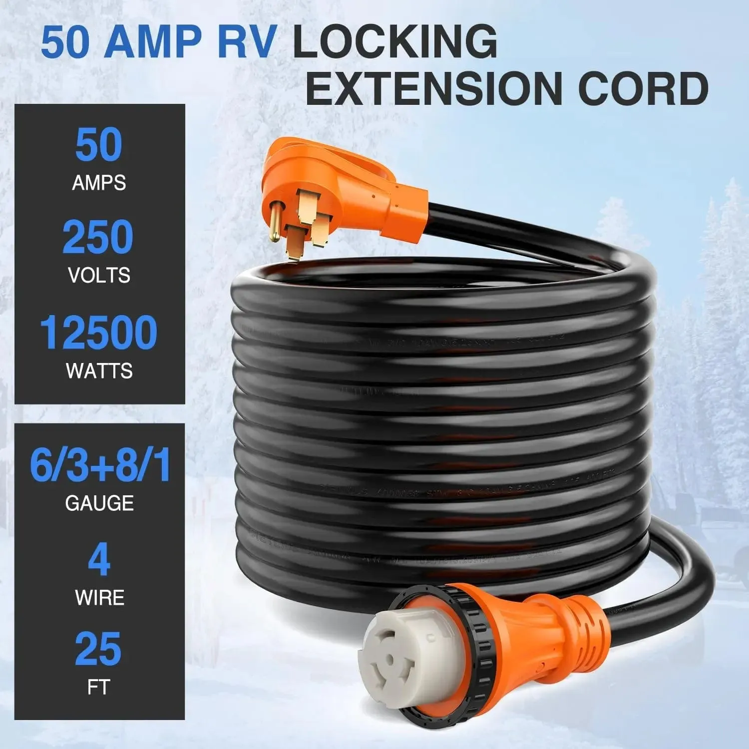 50AMP 25FT RV Locking Extension Cord