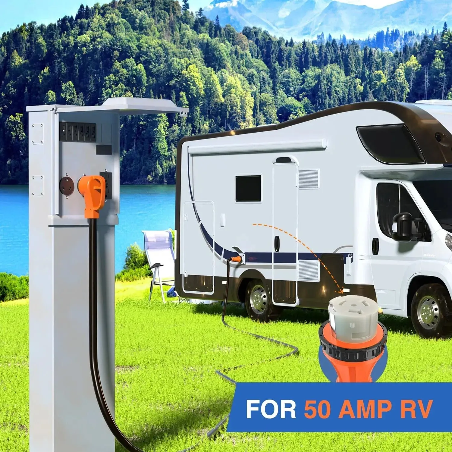 50AMP 50FT RV Locking Extension Cord