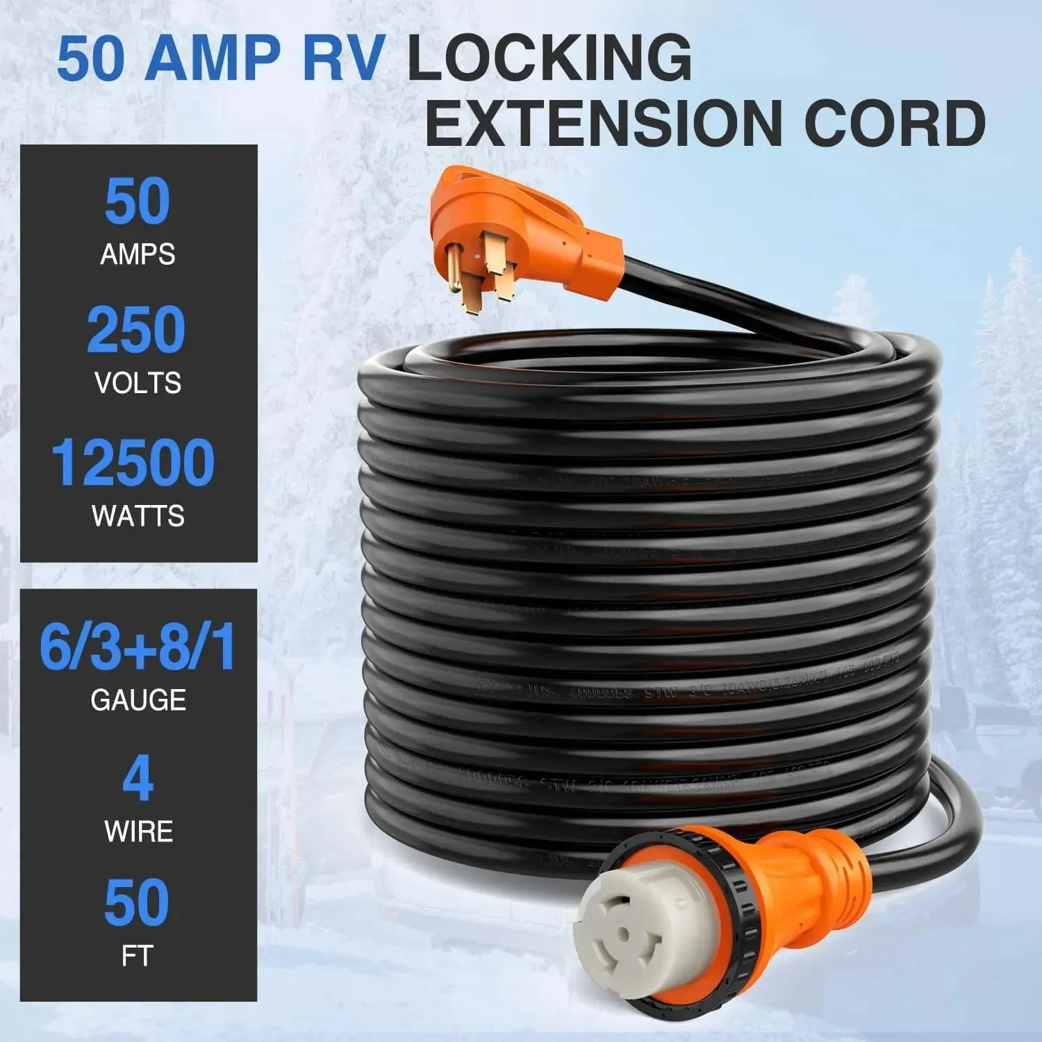 50AMP 50FT RV Locking Extension Cord