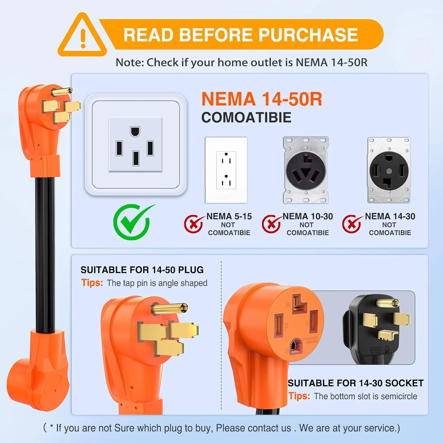 50AMP to 30AMP 4 Prong EV Charger Adapter Cord