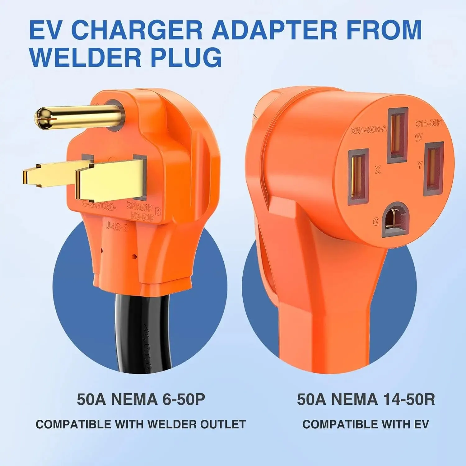50AMP to 50AMP 3 Prong EV Charger Adapter Cord