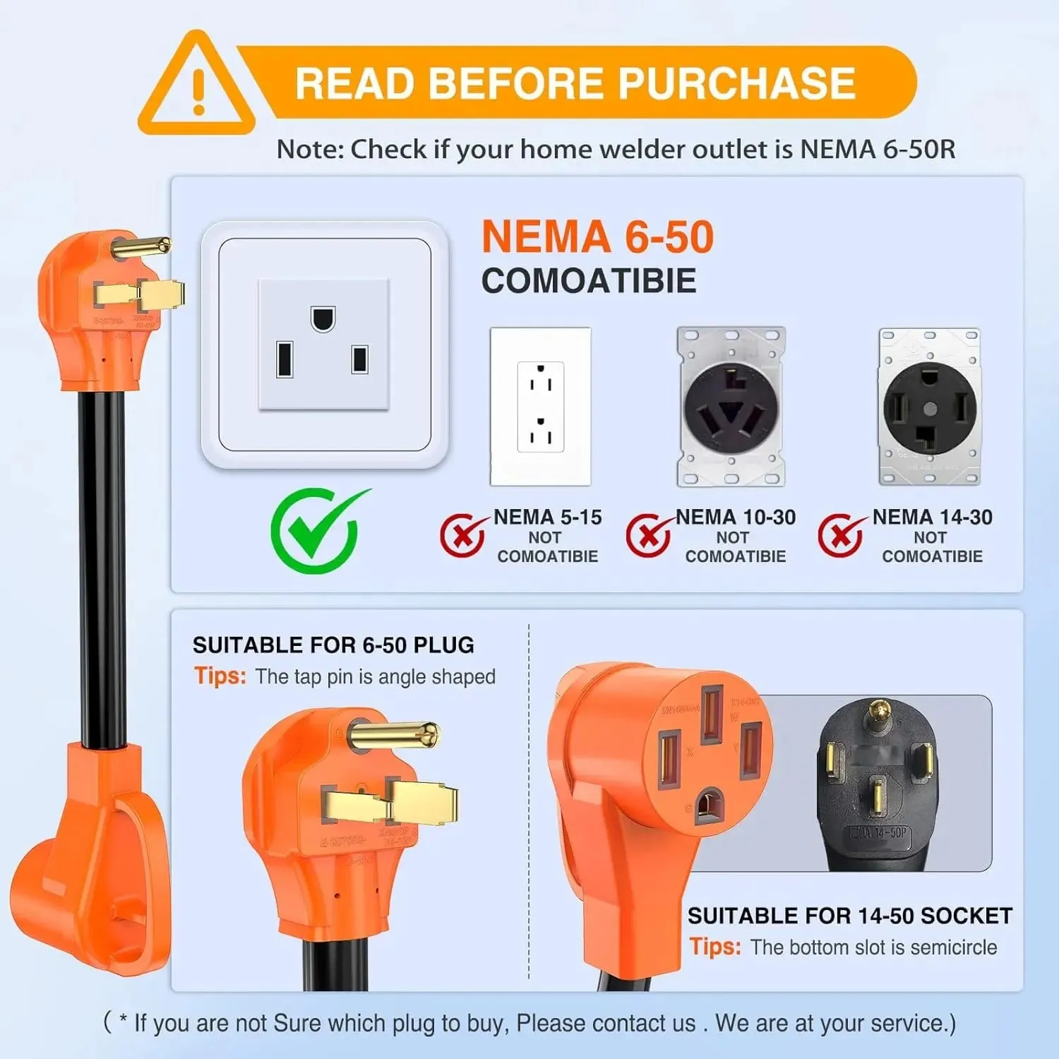 50AMP to 50AMP 3 Prong EV Charger Adapter Cord