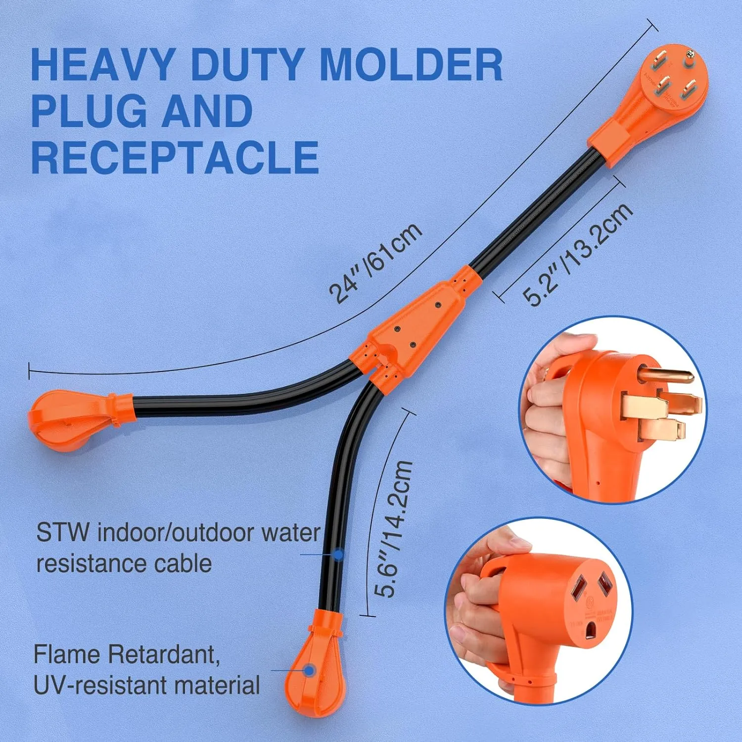 50Amp to Two 30Amp RV Y Splitter Adapter Cord