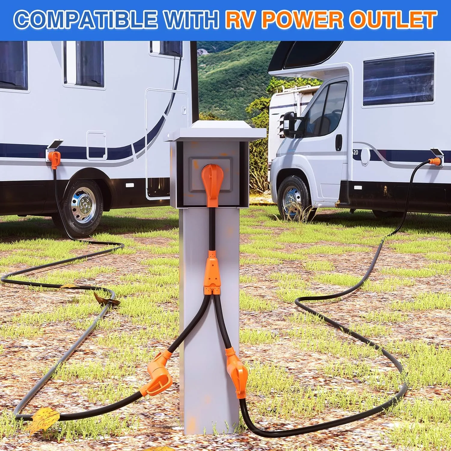 50Amp to Two 30Amp RV Y Splitter Adapter Cord