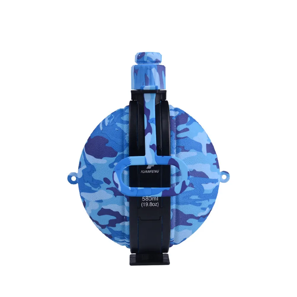 Collapsible Military Water Bottle Newly Designed Silicone Water Kettle Canteen with Compass Bottle Cap for Hiking Camping Outdoors