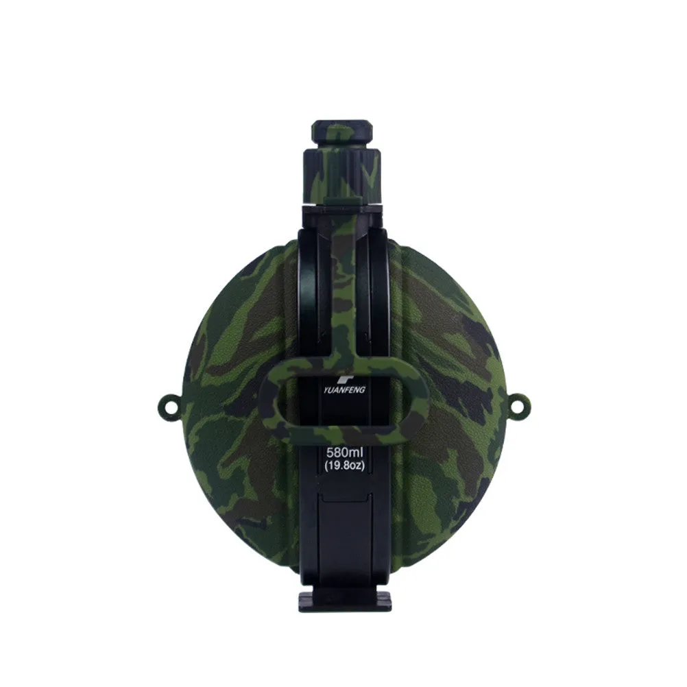 Collapsible Military Water Bottle Newly Designed Silicone Water Kettle Canteen with Compass Bottle Cap for Hiking Camping Outdoors