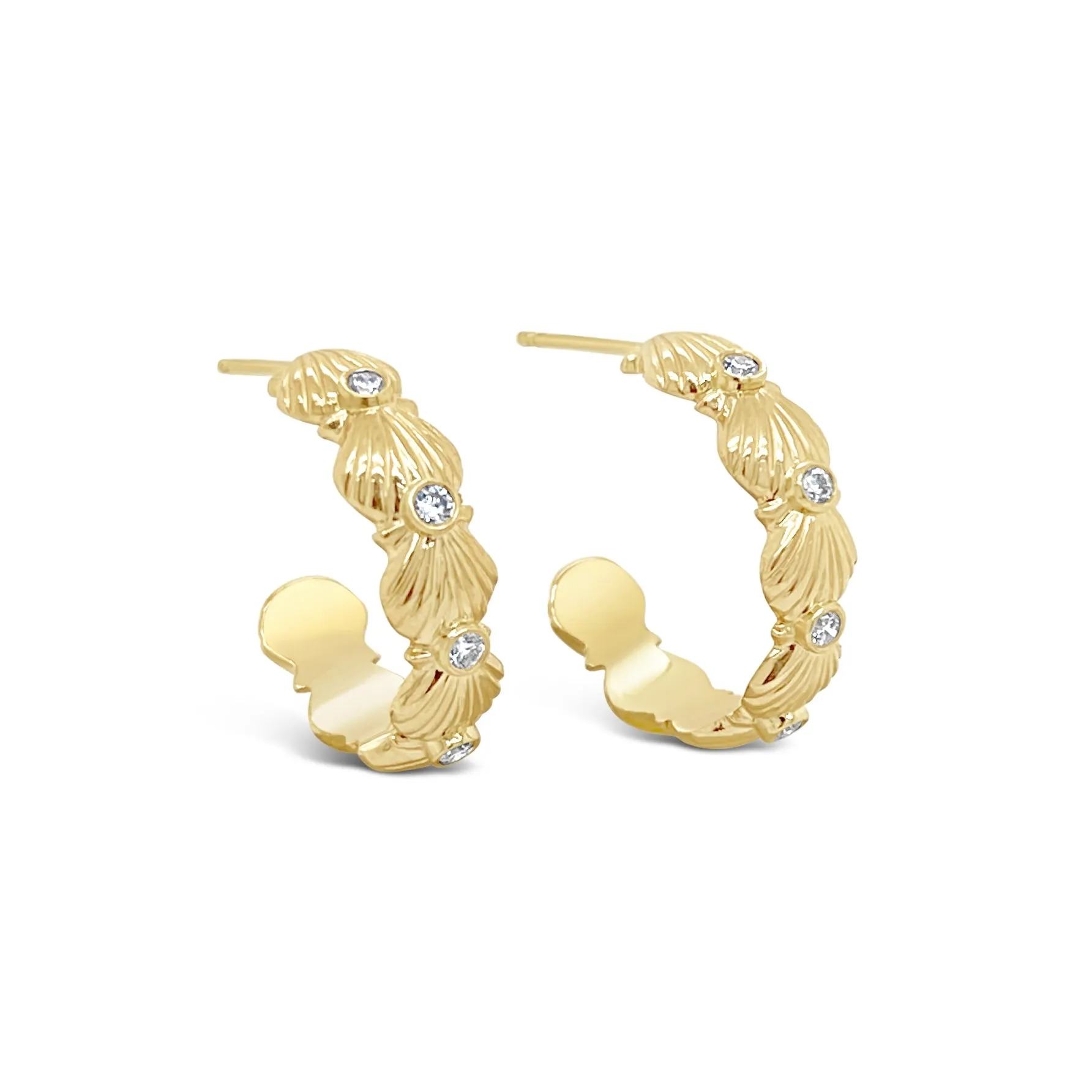 Diamond Scallop Shell Hoop Earrings