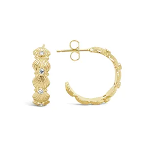 Diamond Scallop Shell Hoop Earrings