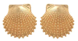 Gold Knobby Scallop Shell Earrings