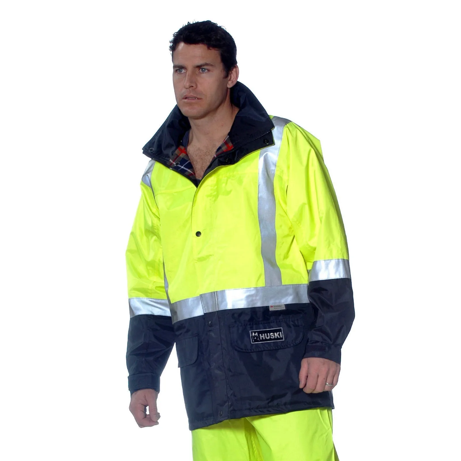 HUSKI Transit Hi Vis Waterproof Jacket Industrial Workwear Reflective UPF 50 