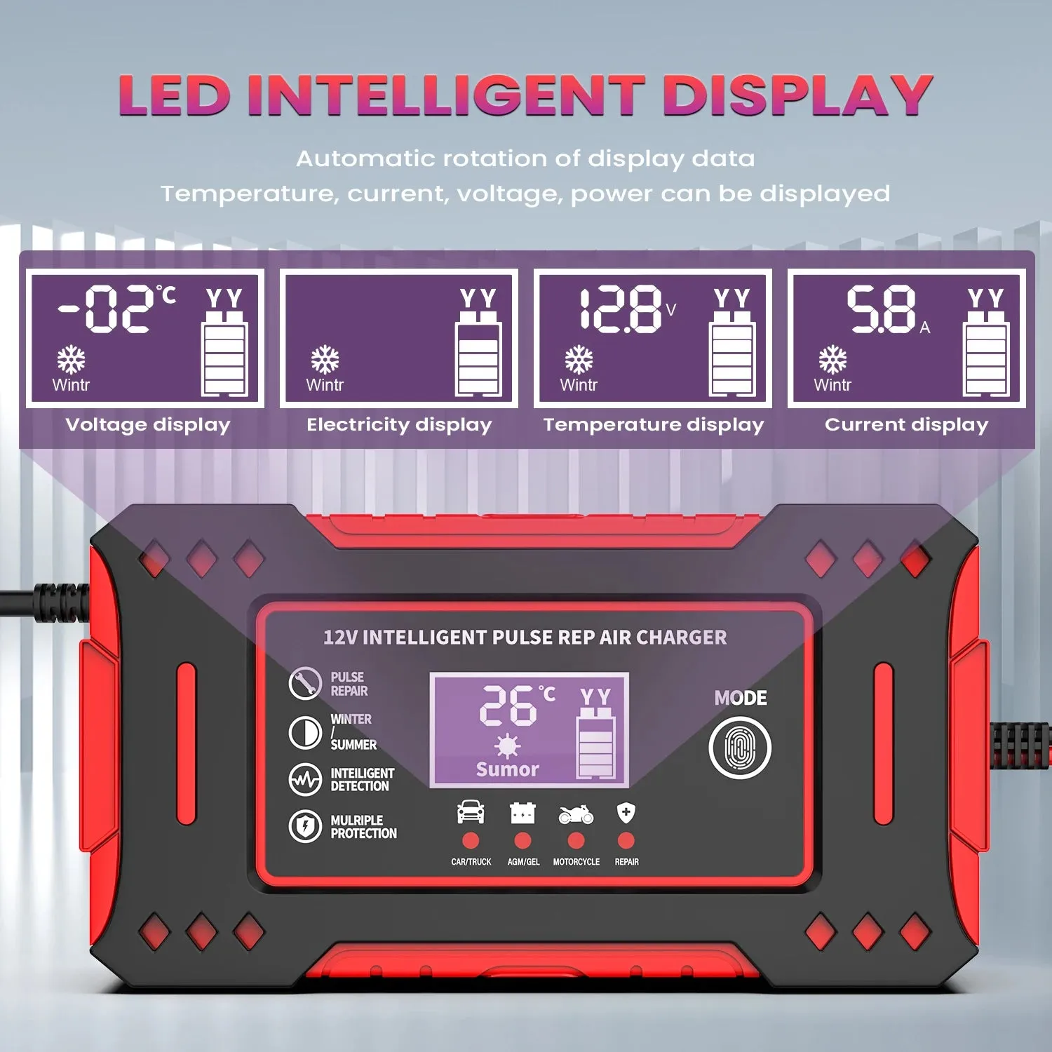 Intelligent Car Battery Charger 6A 12V