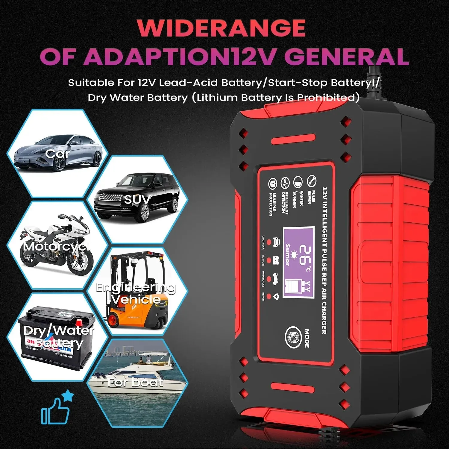 Intelligent Car Battery Charger 6A 12V