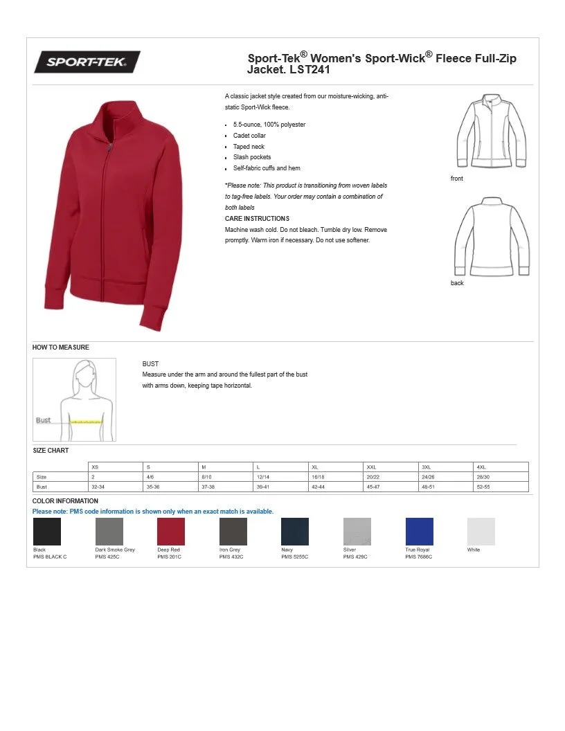 Ladies Sport-Wick Smooth Fleece Jacket