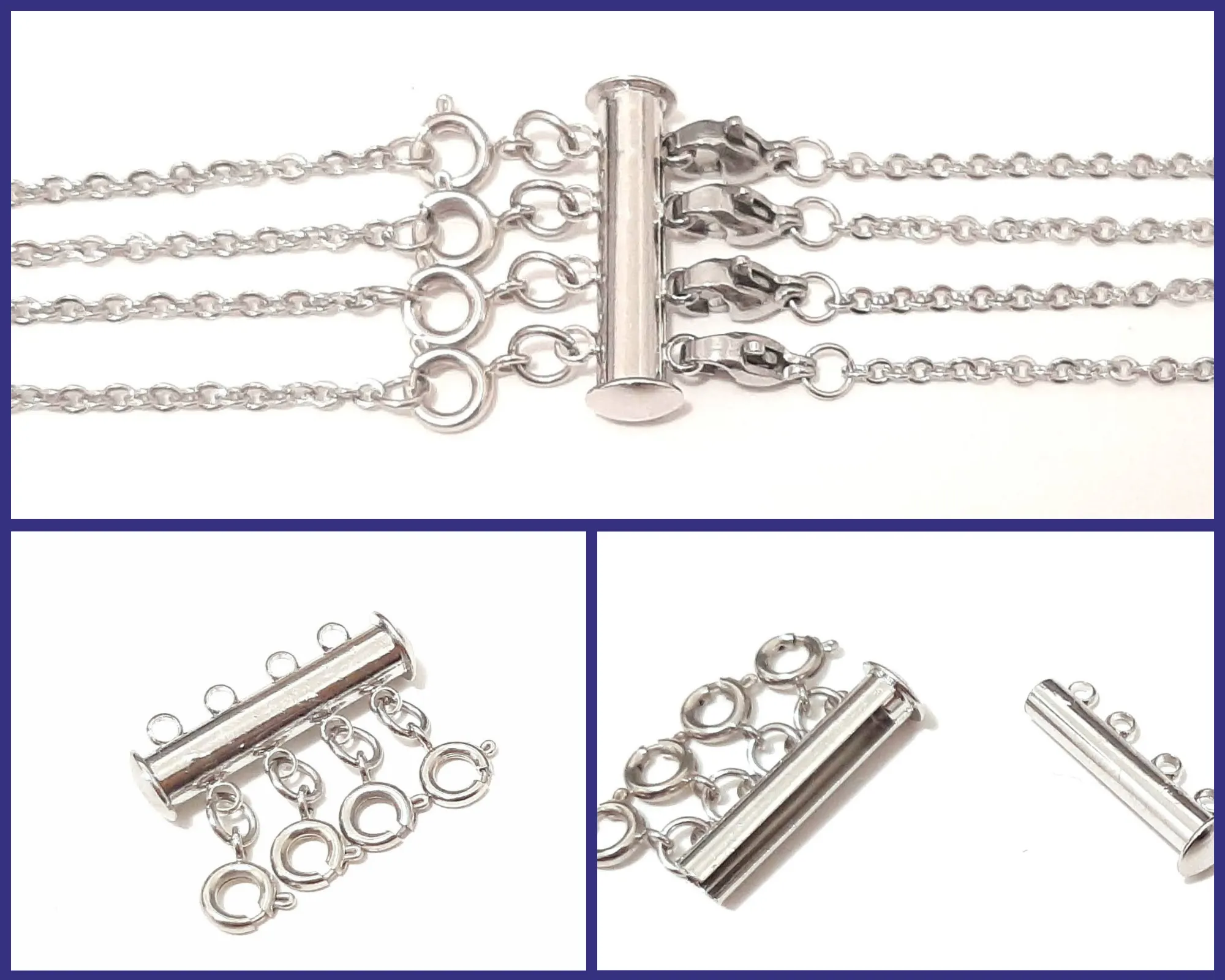 Layered Necklace Clasp - Stainless Steel for 4