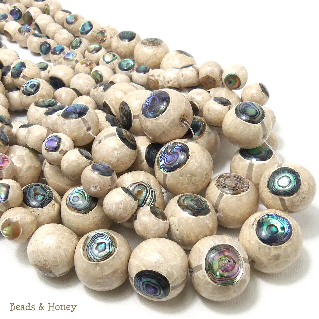 Mactan Stone Inlaid Abalone Shell Round Graduated 10-20mm
