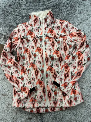 POWDER RIVER WOMENS CORAL AZTEC RODEO SOFTSHELL JACKET