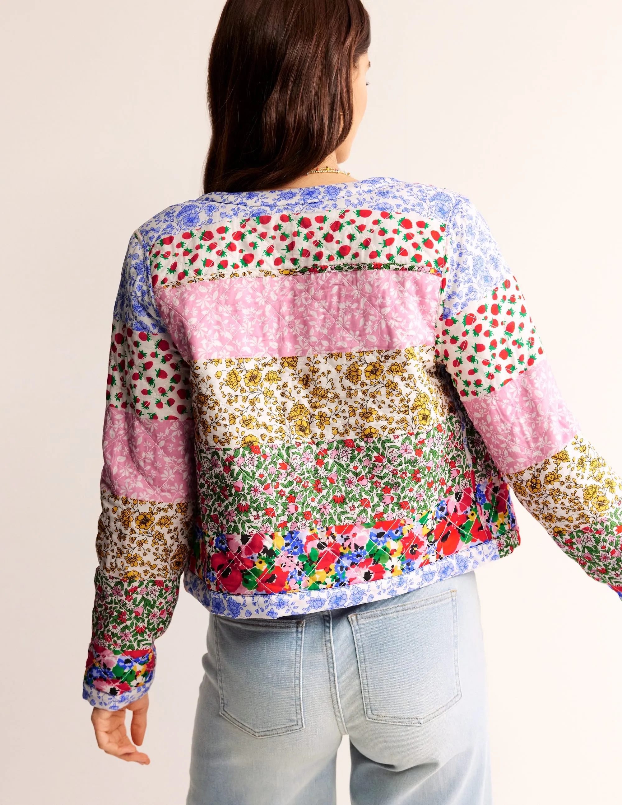 Quilted Reversible Jacket-Multi Floral