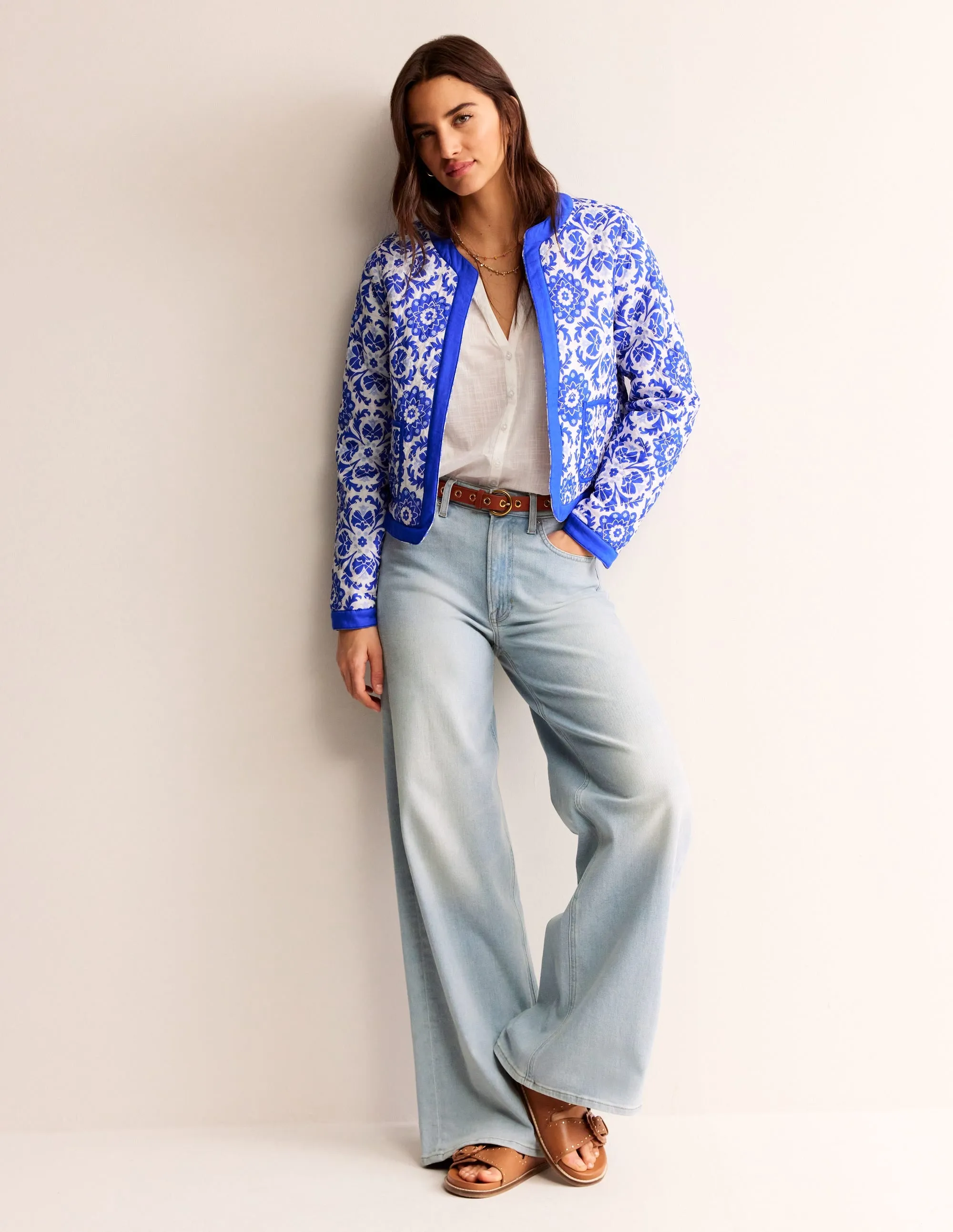 Quilted Reversible Jacket-Multi Floral