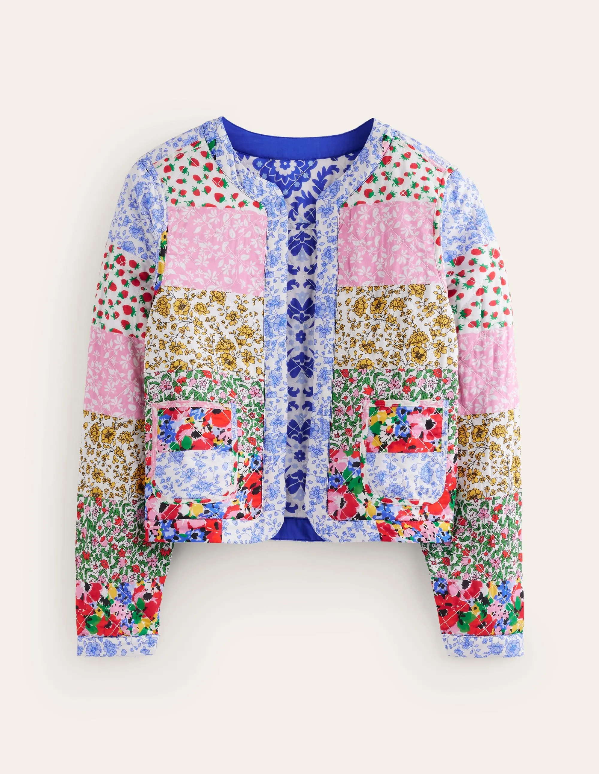 Quilted Reversible Jacket-Multi Floral