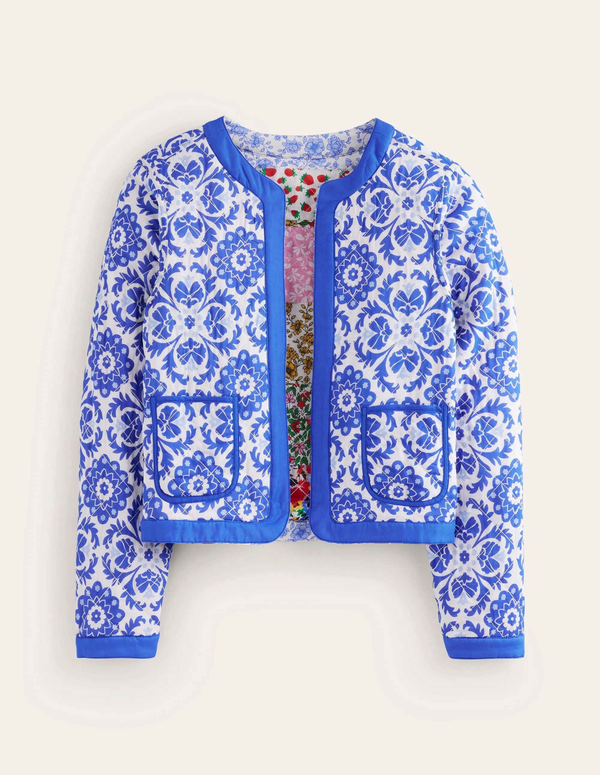Quilted Reversible Jacket-Multi Floral