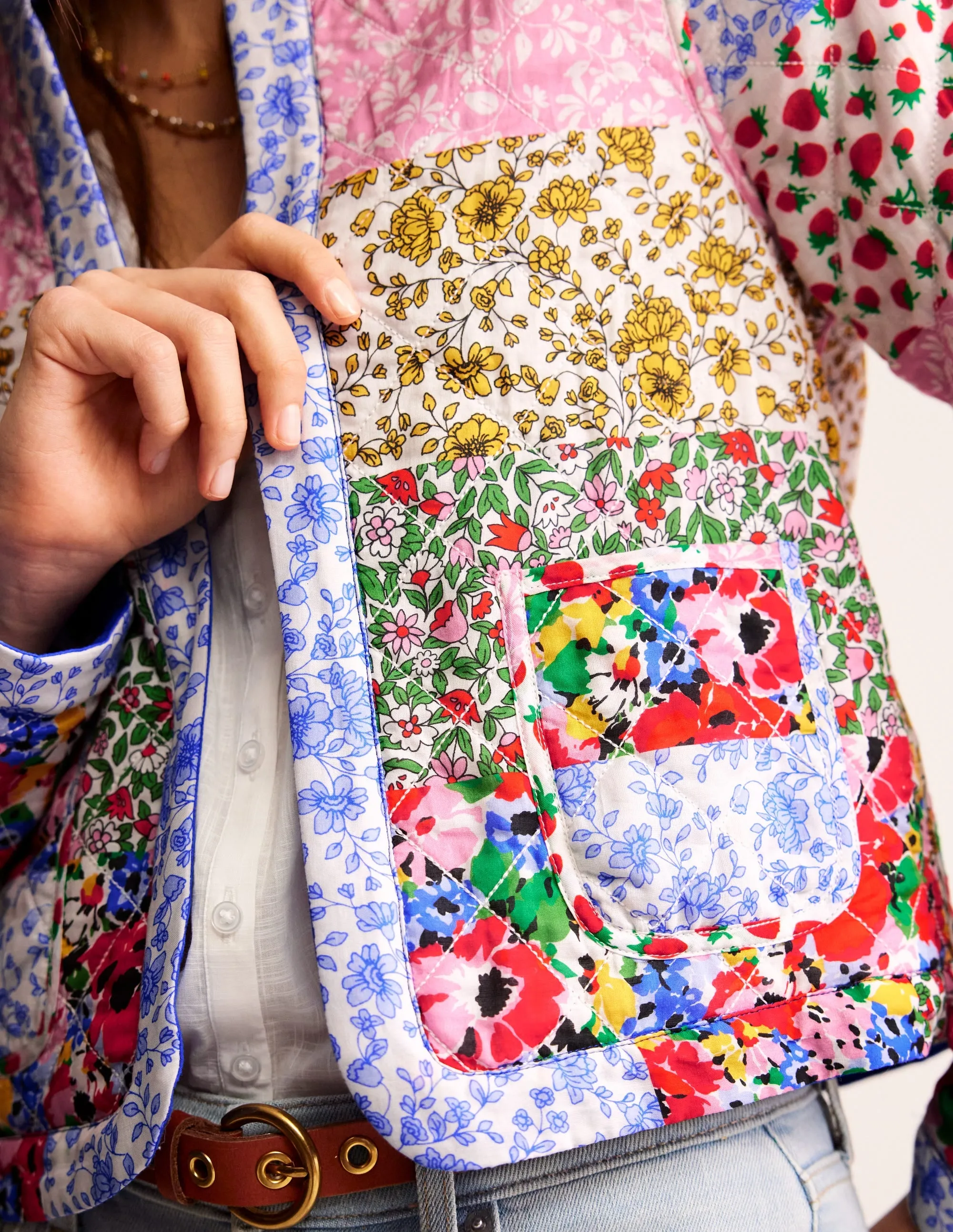 Quilted Reversible Jacket-Multi Floral