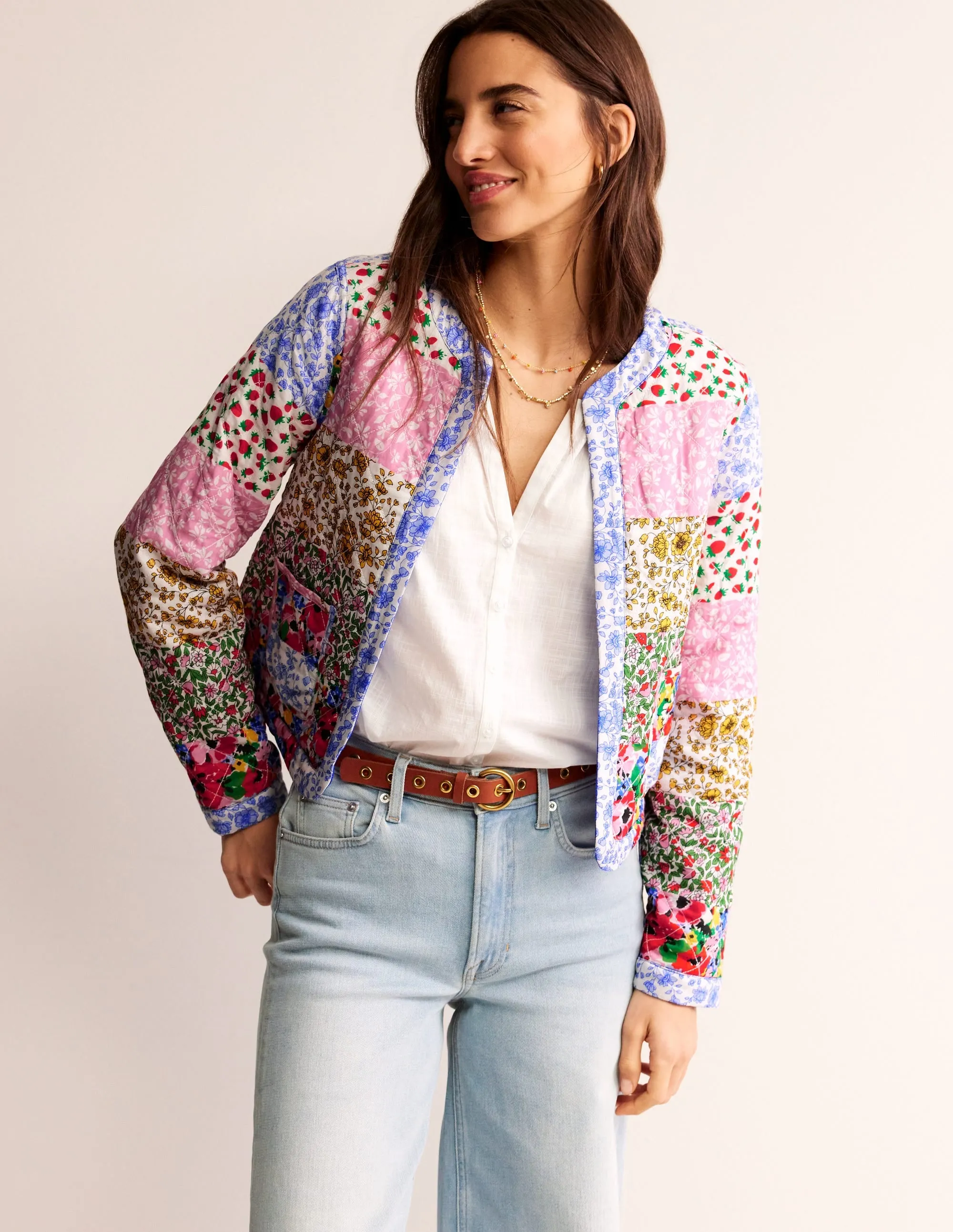Quilted Reversible Jacket-Multi Floral