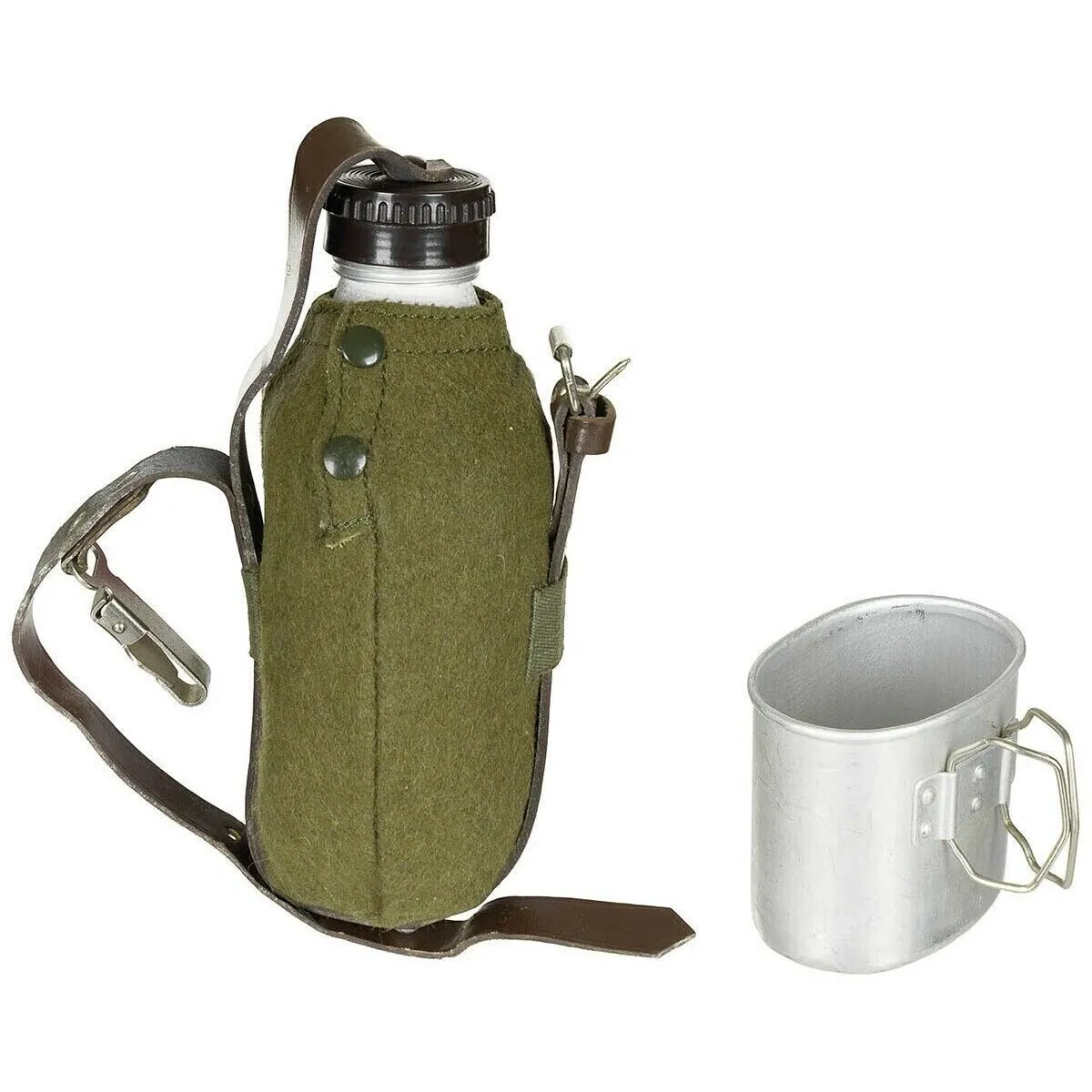 Romanian Army Military Canteen With Cup & Cover 32 ounce Genuine Water Bottle