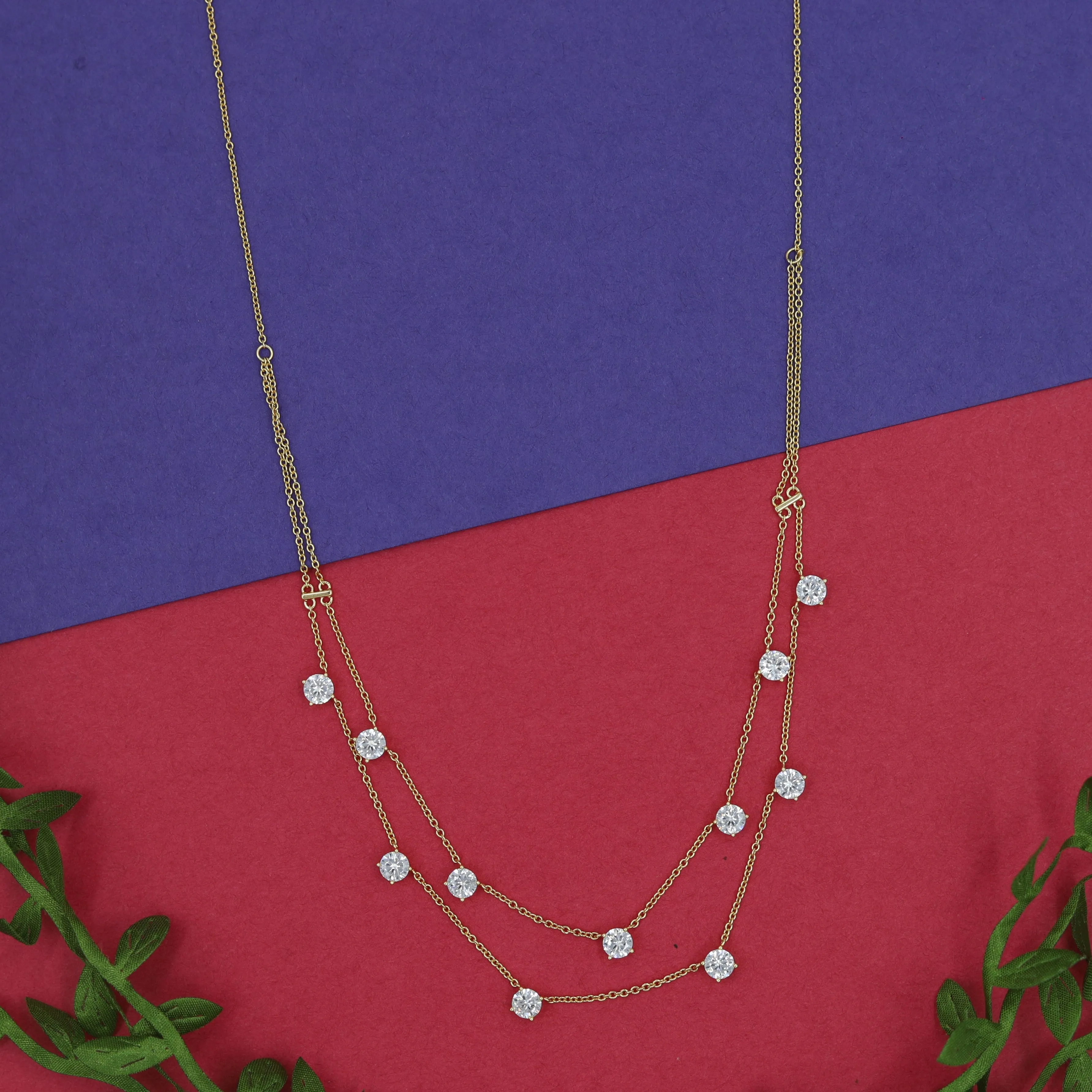 Round Neck Zircon/AD Necklace 15169-05
