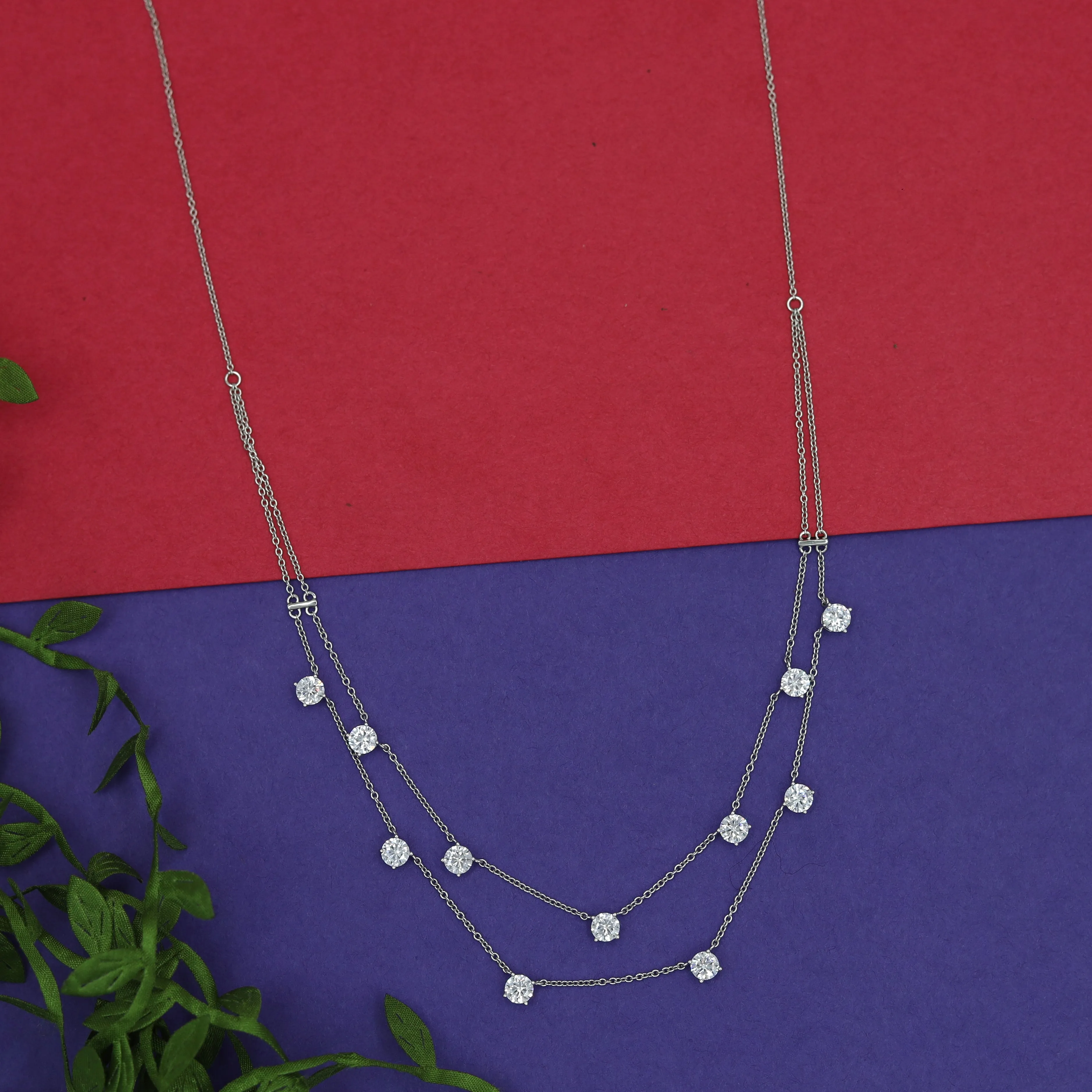 Round Neck Zircon/AD Necklace 15169-05