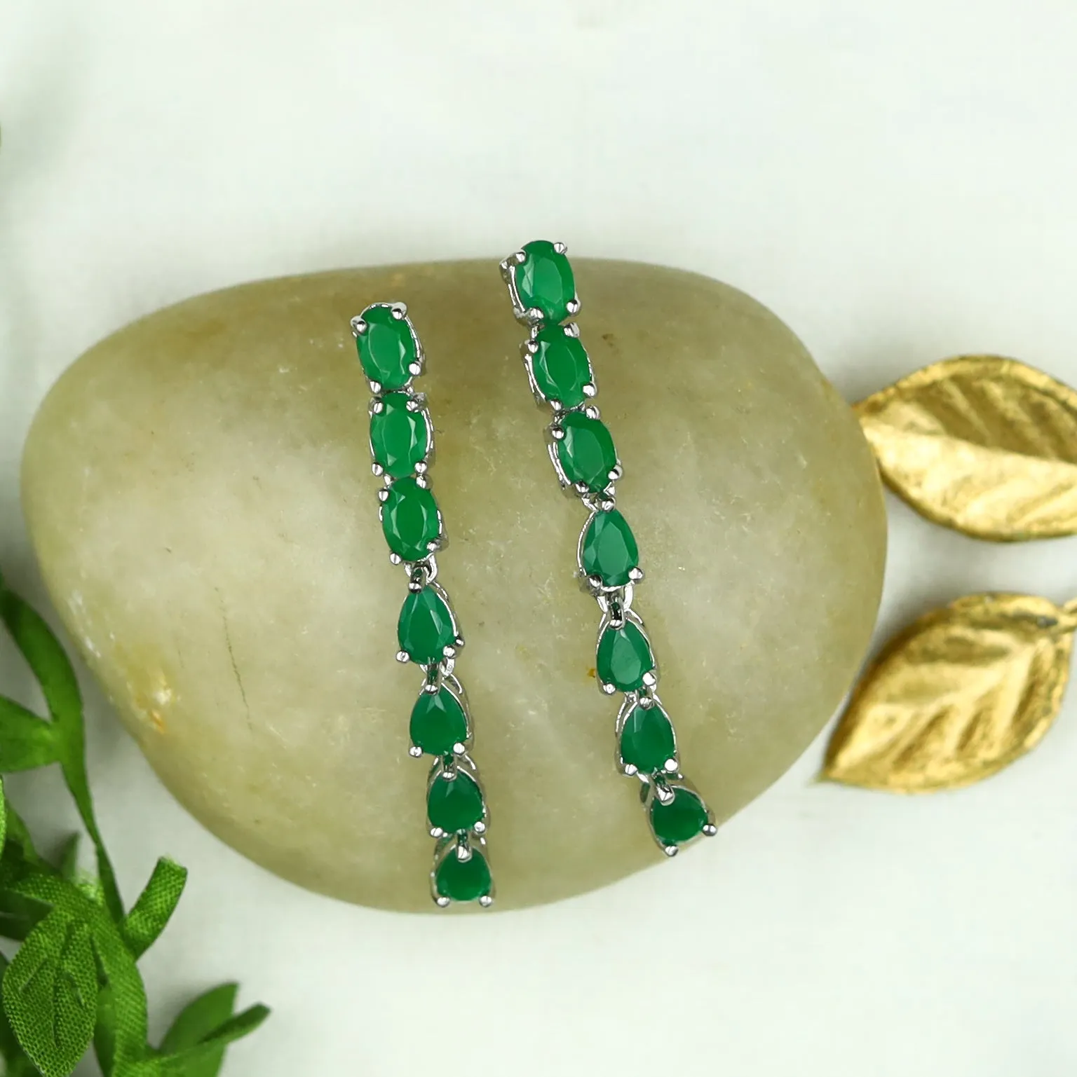 Round Neck Zircon/AD Necklace Set 12557-28