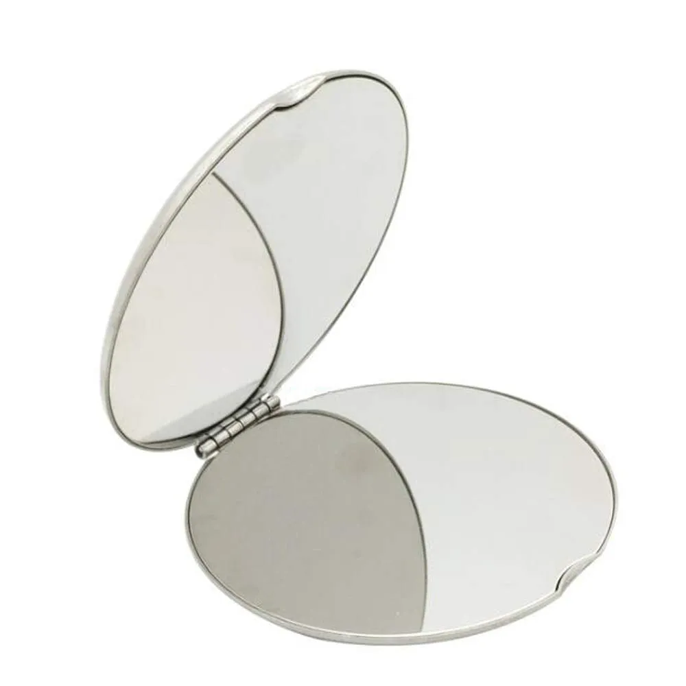 Stainless steel folding mirror, double-sided pocket mirror, non-breakable mirror