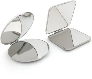 Stainless steel folding mirror, double-sided pocket mirror, non-breakable mirror
