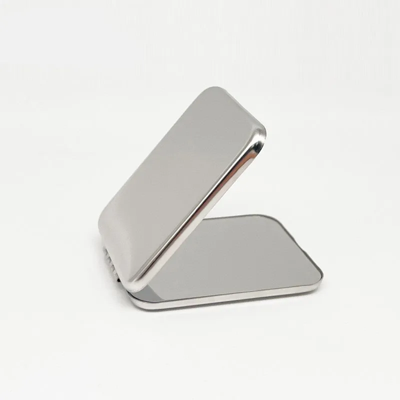 Stainless steel folding mirror, double-sided pocket mirror, non-breakable mirror