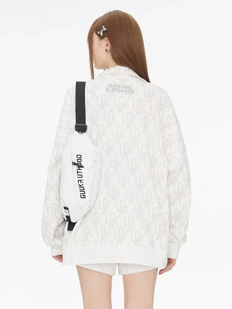 White Over Zip-up Logo Jacket