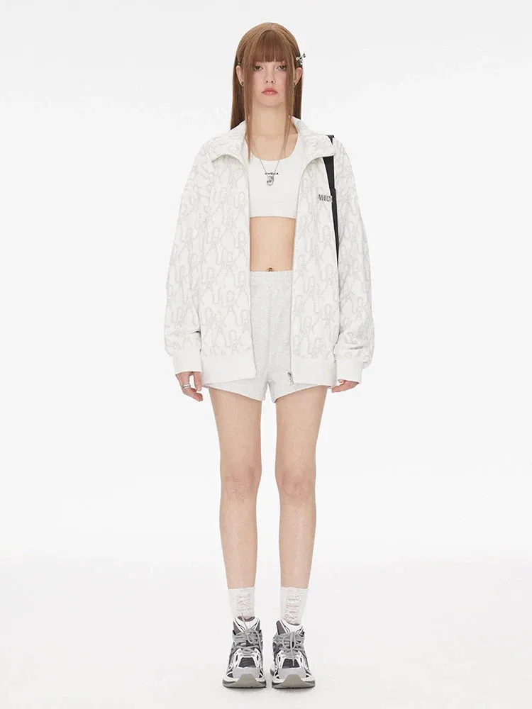 White Over Zip-up Logo Jacket